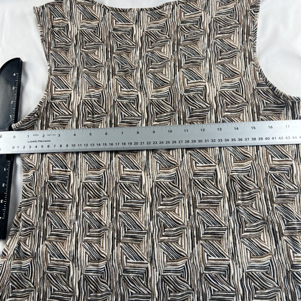 Loft Ann Taylor Black White Tan Sleeveless Pullover Stretch Top XL - Picture 8 of 9